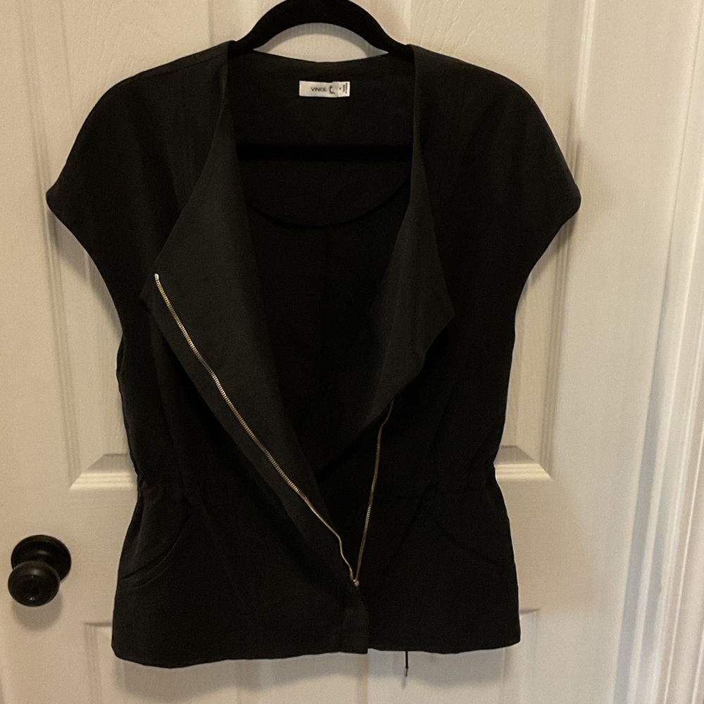 Vince Black Women's asymmetrical moto vest